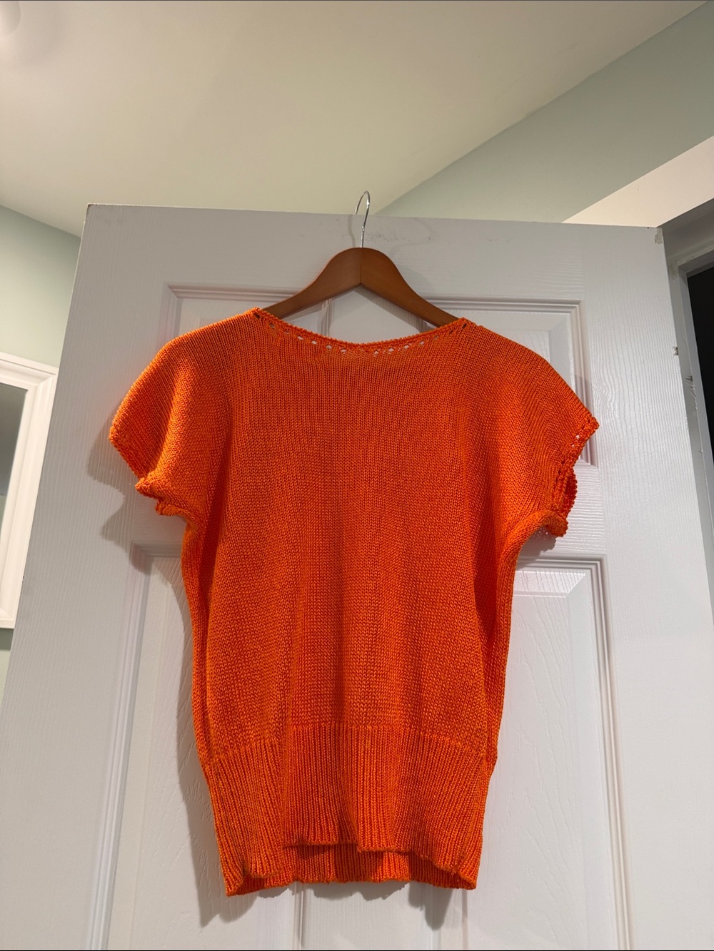 Vintage- Dior Bright Orange Short-Sleeve Knit Top - Picture 8 of 14